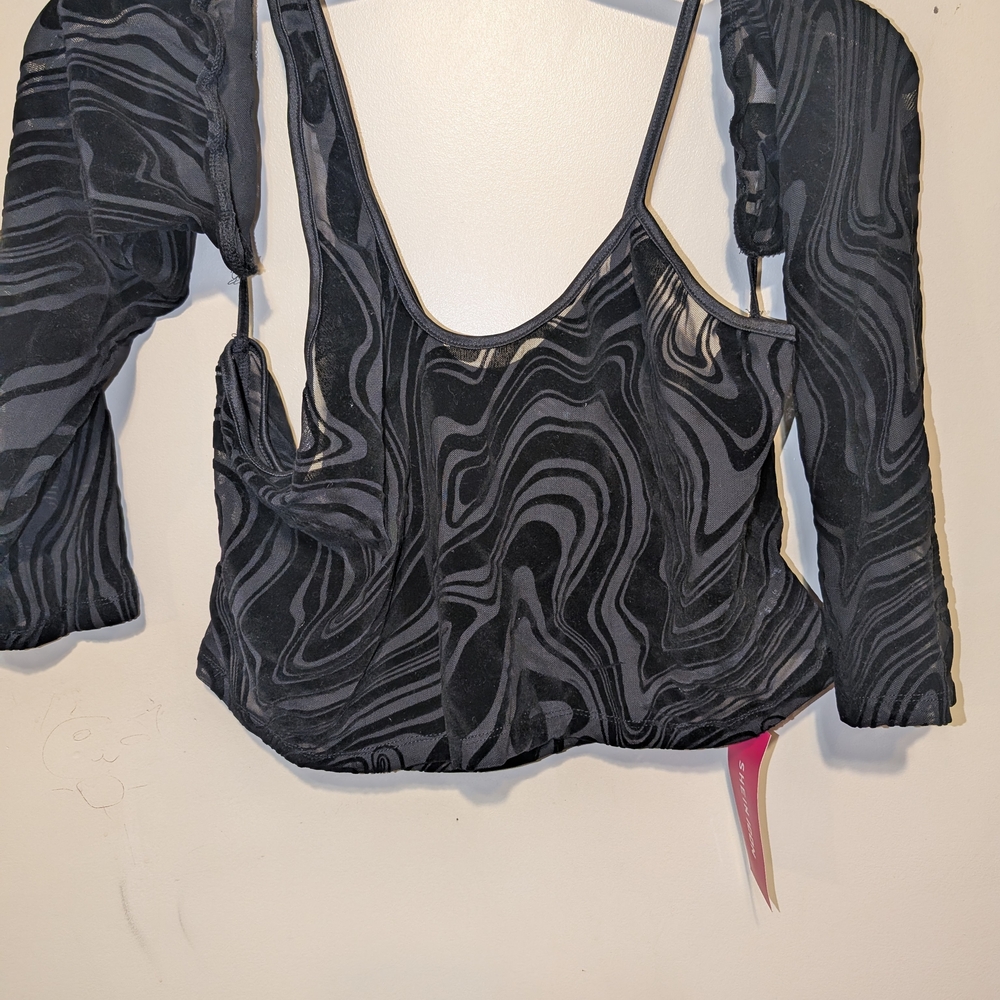 Stylish Mesh Black Swirl Top
